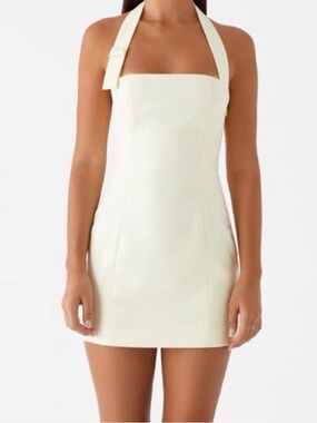 NWT Peppermayo Pale Yellow Womens US 2 Bianca Halter Mini Dress Summer Feminine